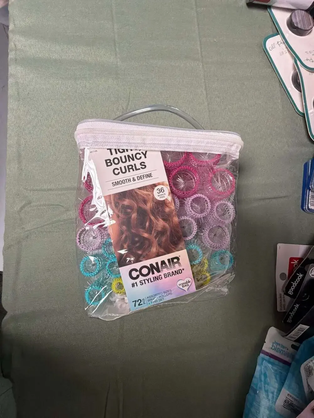 Conair Tight Bouncy Curls Brush Rollers Assorted Sizes with Pins Set 72 Pieces